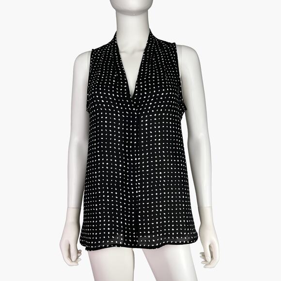 VINCE CAMUTO Abstract Polka Dot Sleeveless Blouse Top (Black/White | Size S) - Picture 1 of 6
